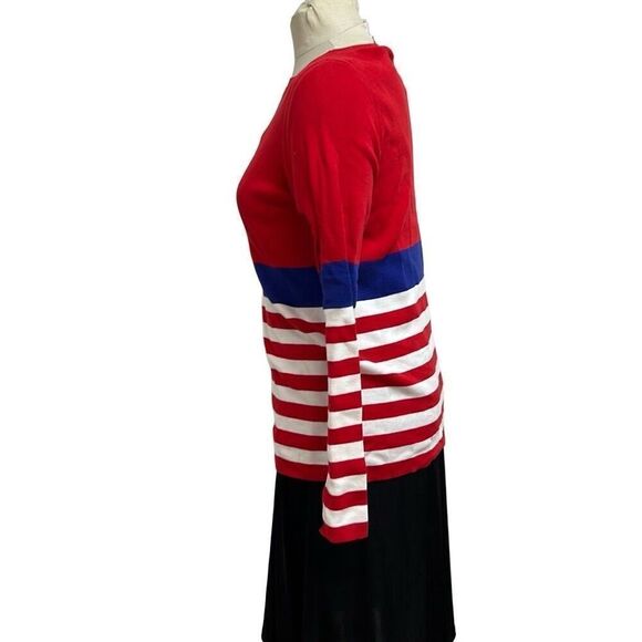 W by Worth  Crew Neck Color Block Sweater Red White Blue Size Large - Picture 8 of 9